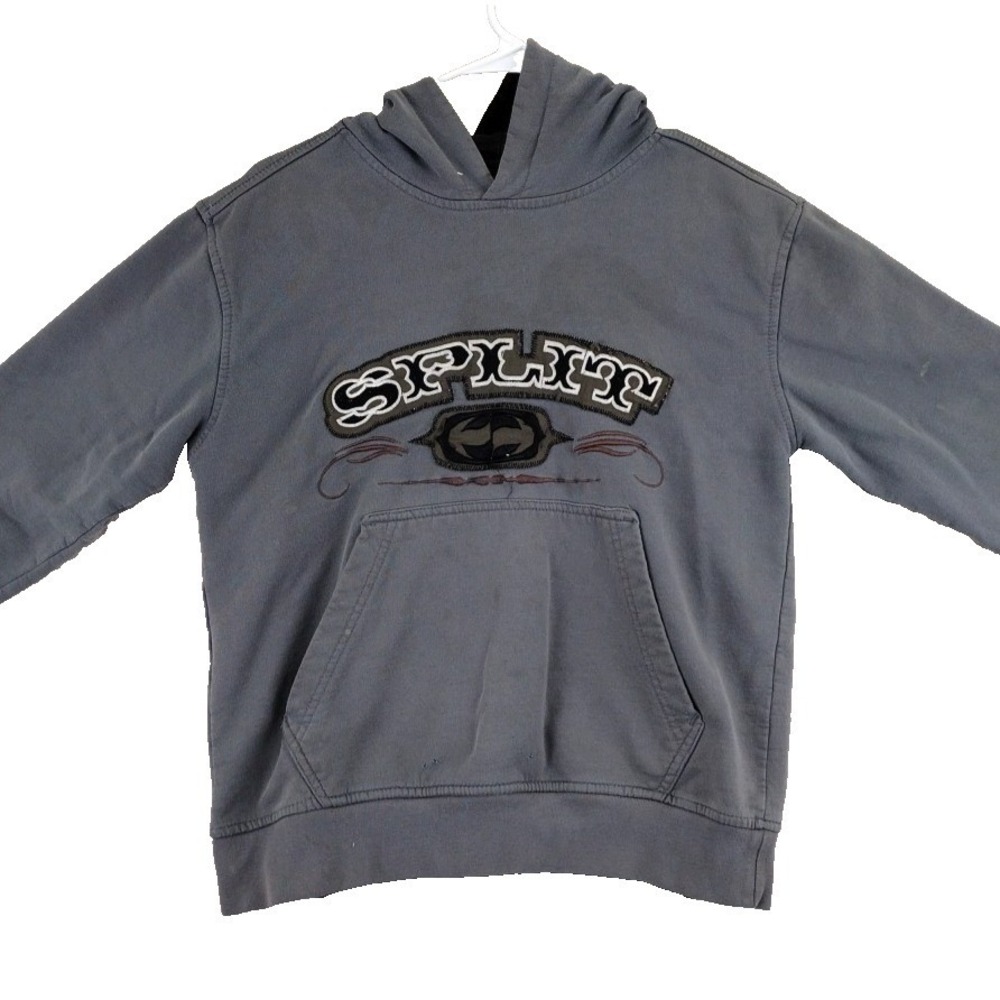 Split Kids Gray Hoodie Pullover Size S Front‎ Pocket Embroidered Logo